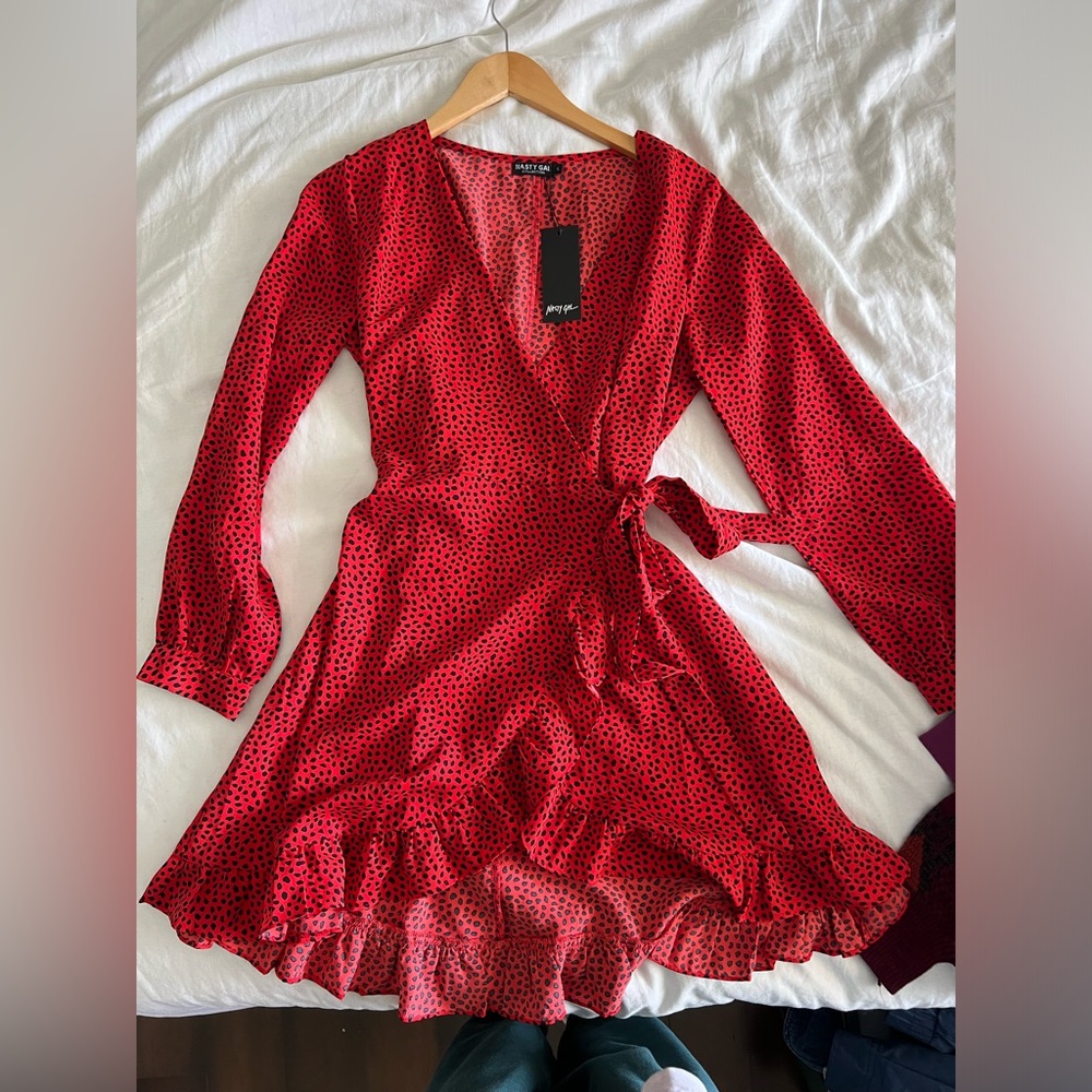 Red Nasty Gal Wrap Dress